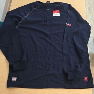 Ariat Dark Blue Henley Shirt with Red Accents